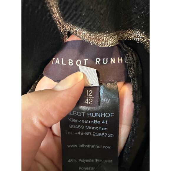 Talbot Runhof Black Gold Metallic Cocktail Dress Size 12 A-Line Sleeveless - Picture 6 of 12